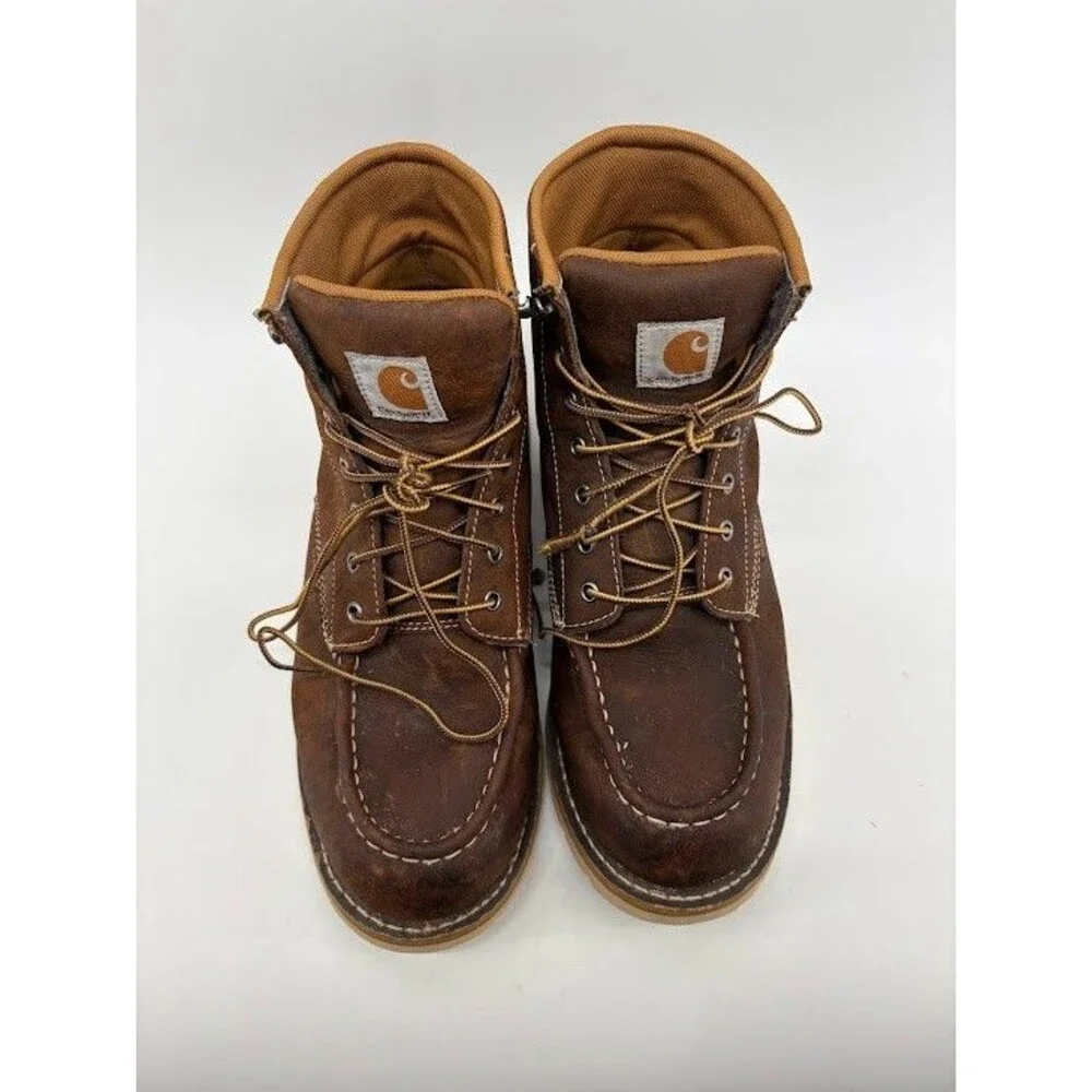 Men Sz 11.5 Carhartt CMW6295 Waterproof Steel Toe Wedge Work Boots Brown Leather